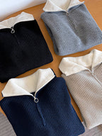 MRCYC Half High Neck Zipper Knit Sweater
