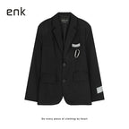 Black Suit Jacket - Men's Casual Loose Blazer Outerwear
