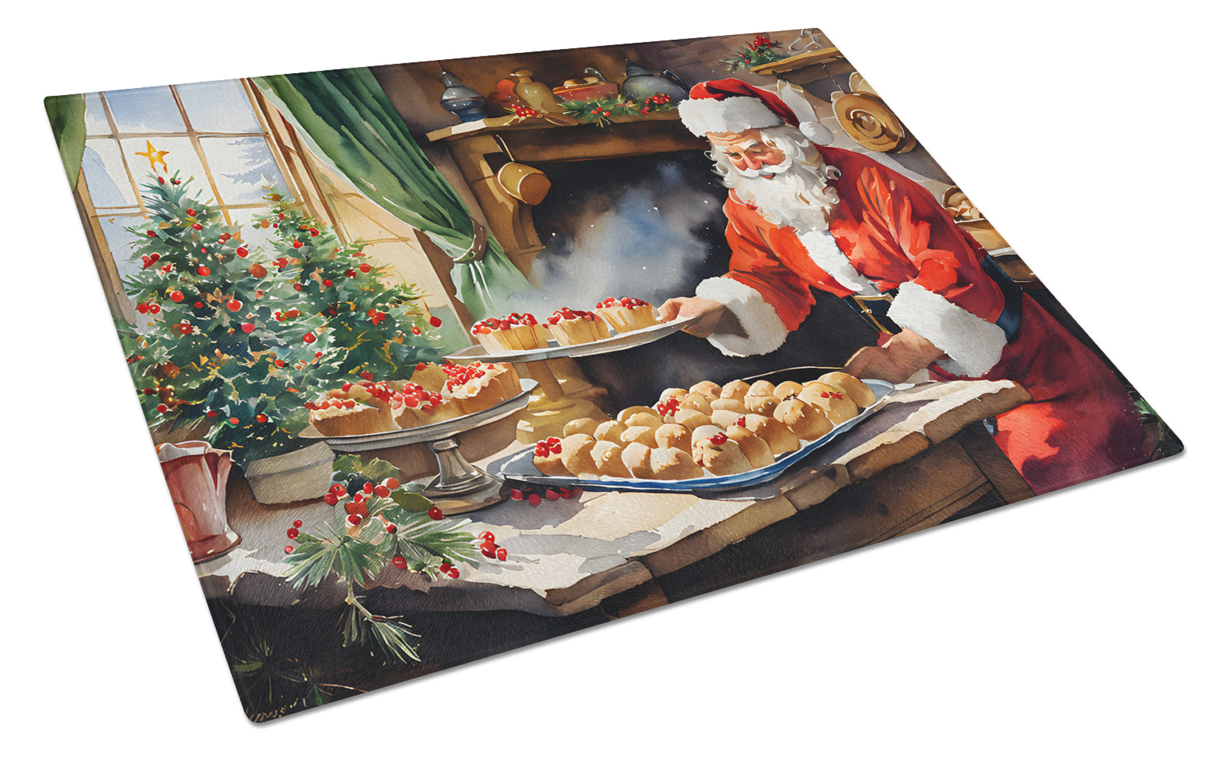 Cookies with Santa Claus Glass Cutting Board