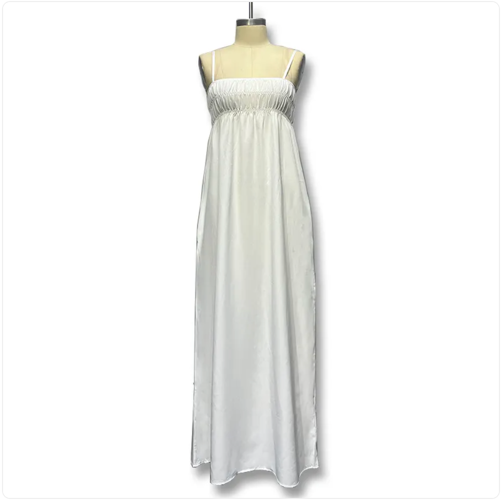 Smocked Spaghetti Strap Flowy Maxi Dress