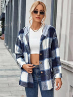 Plaid Woolen Cardigan for Women