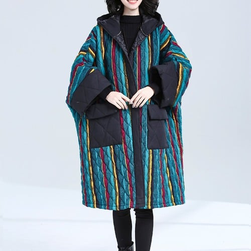 Large Loose Fit Mid-Length Quilted Cotton Jacket