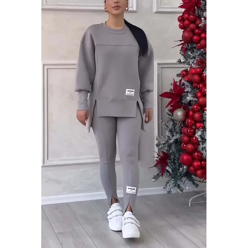 Women's Long-sleeved Printed Sweater Leggings Suit