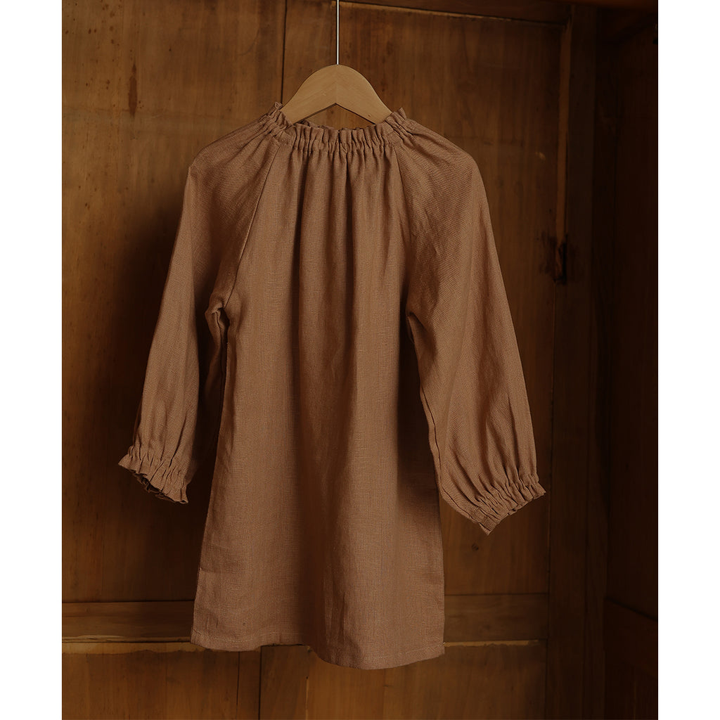 Linen Tank Top with Lace Collar Skirt