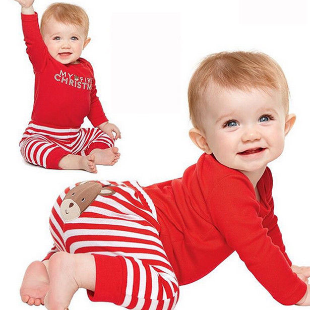 Children's Christmas Romper Set with Long Pants & Sleeves