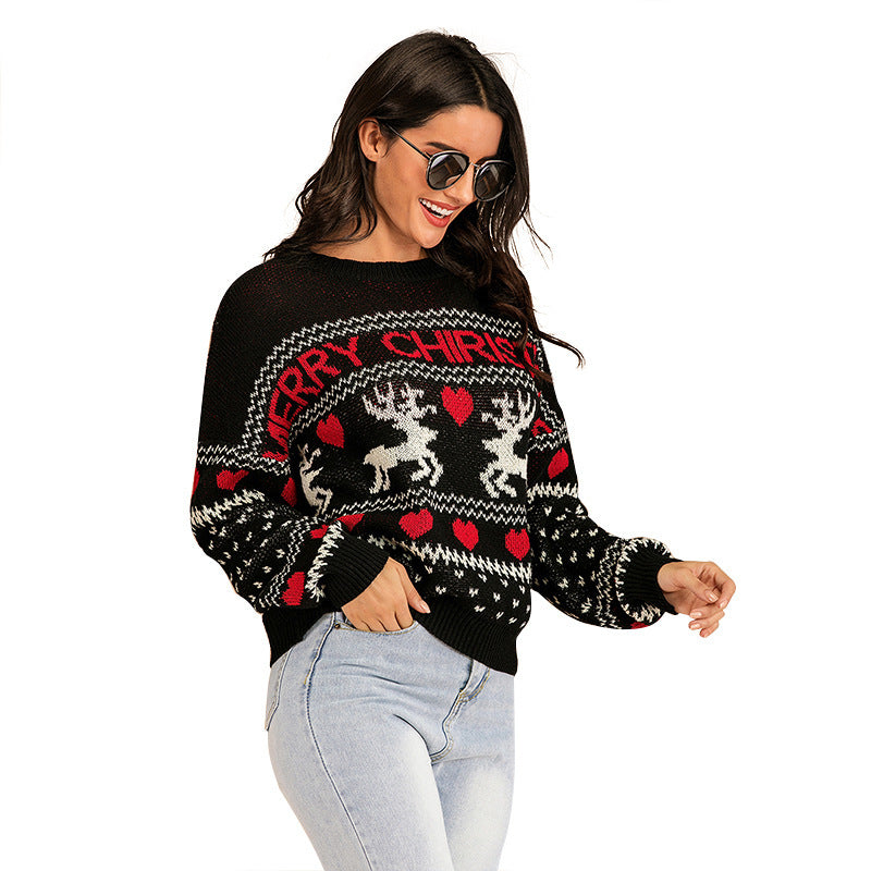 2020 Women's Christmas Sweater with Reindeer Design