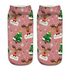 3D Printed Christmas Pattern Women's Boat Socks