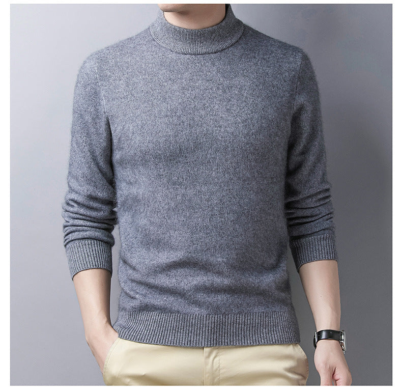 Casual Men's Half High Collar Wool Sweater in Pure Color