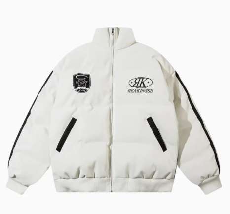 Vintage Embroidered Baseball Down Quilted Jacket