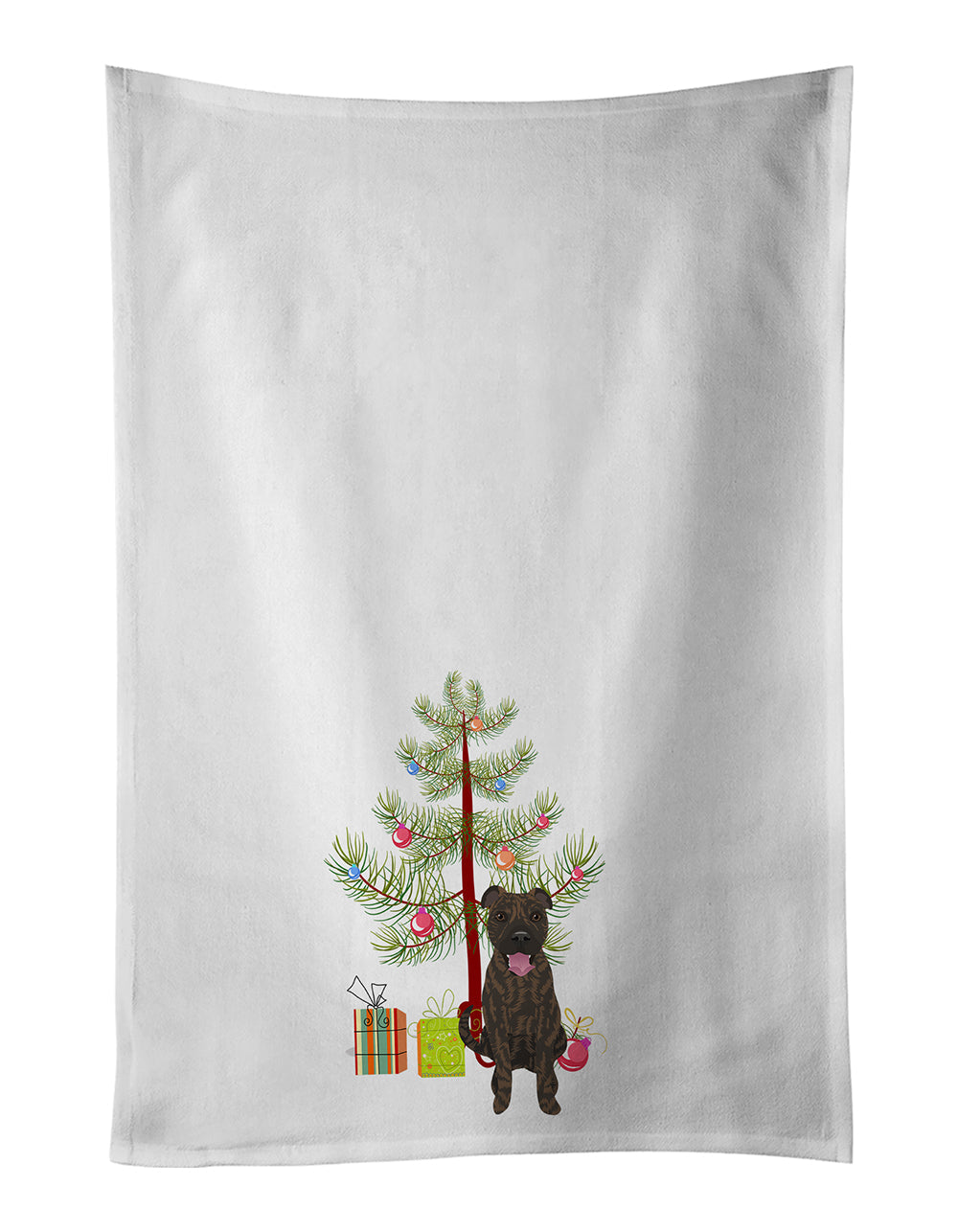 Pit Bull Brindle #1 Christmas Kitchen Towel Set of 2