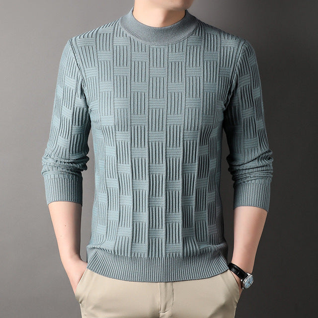 2023 Men's Autumn Winter Checkerboard Jacquard Sweater