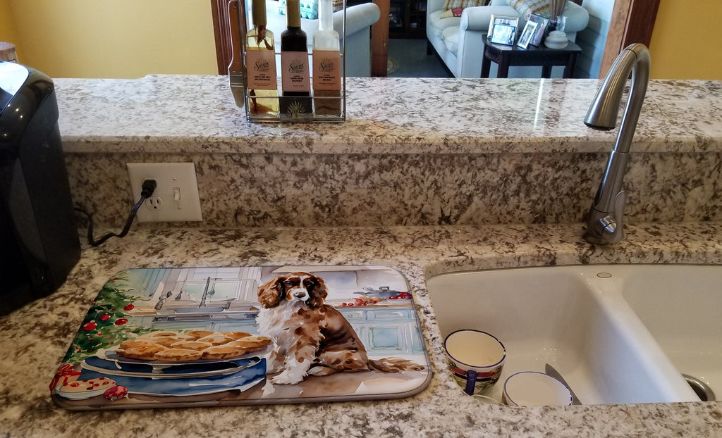 Cocker Spaniel Christmas Cookies Dish Drying Mat