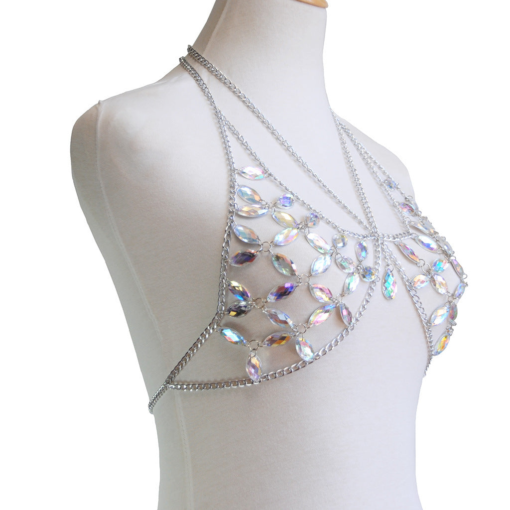 Women's Rhinestone Body Chain Bralette