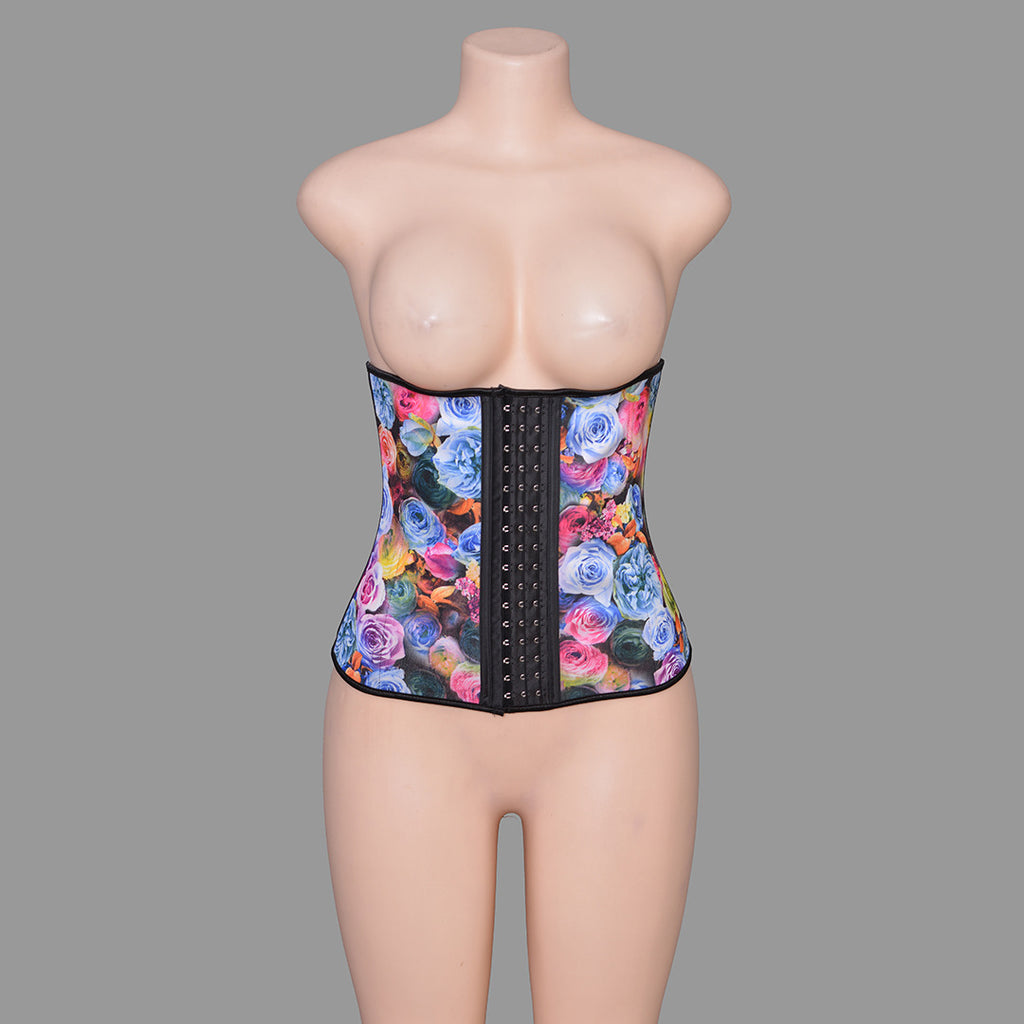 Rose Bouquet Latex Corset with 9 Steel Bones Support