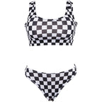New Plaid Sexy Crop Top Swimwear Set with Breathable Bottoms
