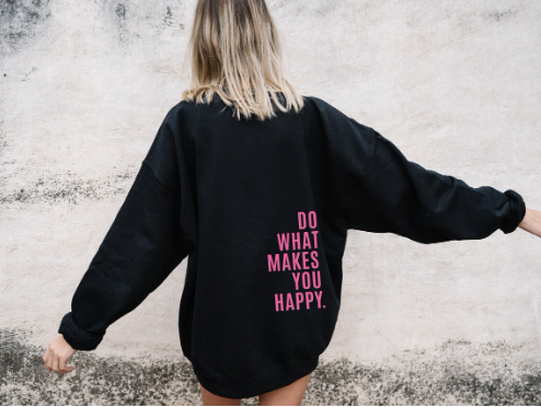 Loose Sport Hoodie with "Do What Makes You Happy" Print | Streetwear