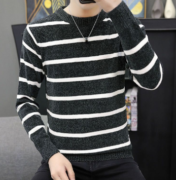 Striped Men's Sweater in Chenille (One Piece)