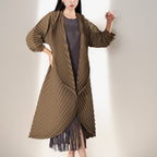 "Manual Crimping Long Female Trench Coat"