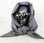 Quilted Puffer Scarf Triangle Shawl with Hood