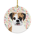 English Bulldog Tricolor #2 Christmas Ceramic Ornament