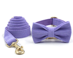 Solid Color Corduroy Pet Bow Collar and Leash Set