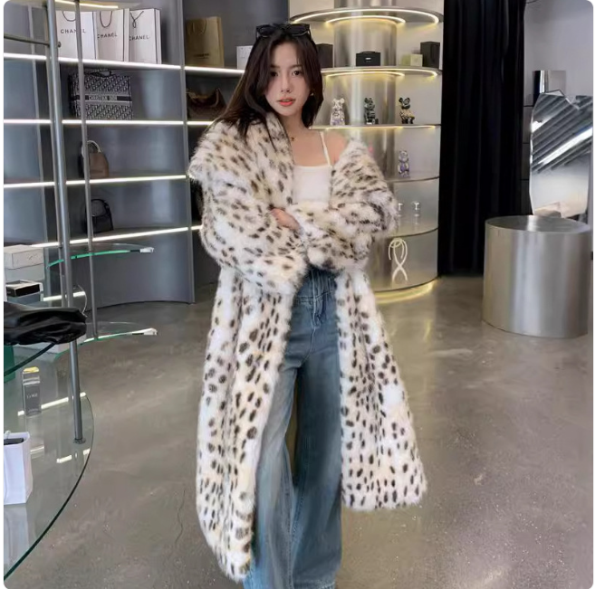 Korean Woven Lapel Ruffled Fur Trim Trench Coat