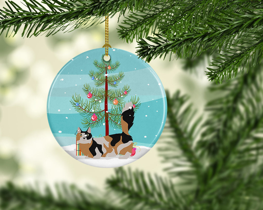 Munchkin Cat Christmas Ceramic Ornament