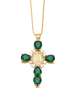Zircon Virgin Mary Cross Necklace