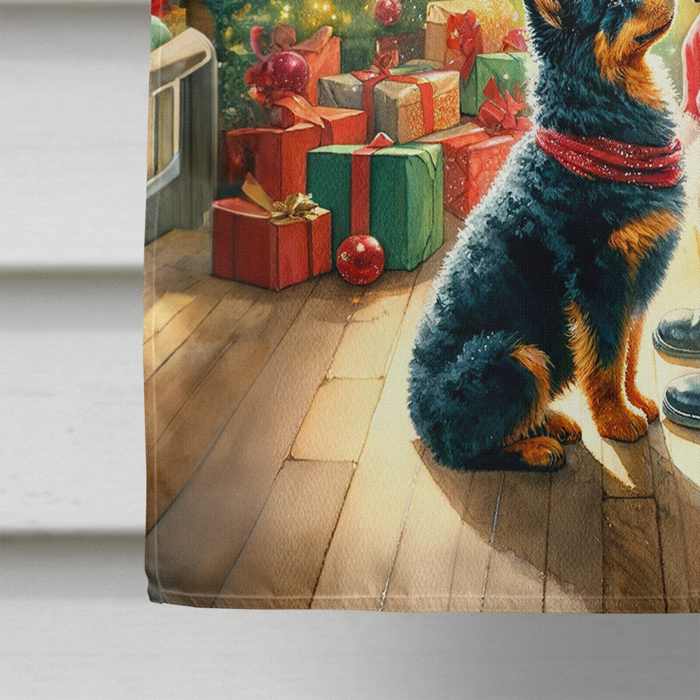 Lancashire Heeler and Santa Claus House Flag