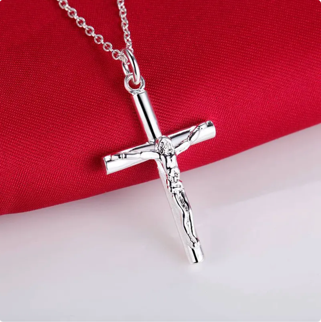 Silver Jesus Crucifix Cross Necklace | Christian Jewelry