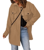 Women's Solid Color Corduroy Casual Woolen Jacket