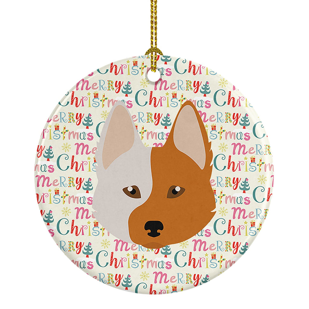 Nordic Spitz Merry Christmas Ceramic Ornament