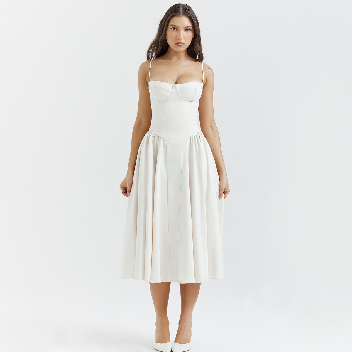 Sexy V-Neck Spaghetti Strap Midi Dress for Women