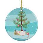 White Domestic Mouse Merry Christmas Ceramic Ornament