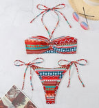 Tribal Print Bandeau Bikini Set