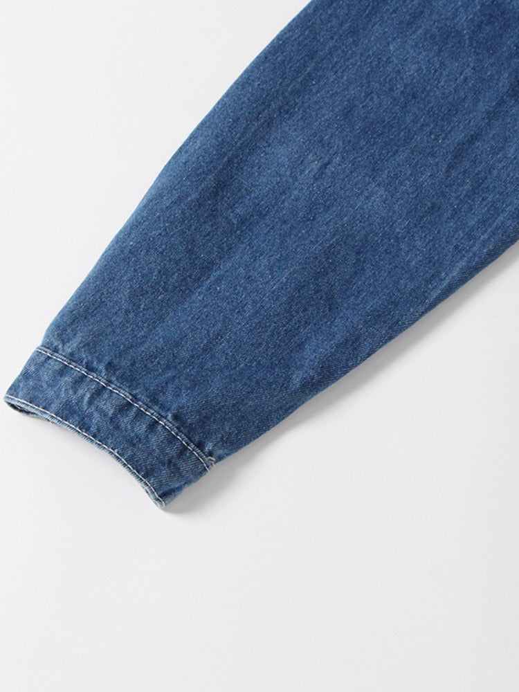 2024 Women's Color Block Denim Shirt Jacket (Plus Size)