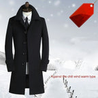 Slim-fit Wool Mid-length Men's Windbreaker Coat