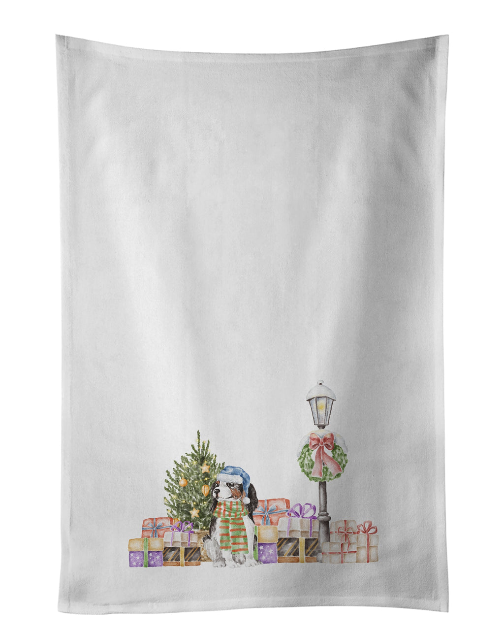Cavalier King Charles Spaniel Tricolor with Christmas Wonderland Kitchen Towel Set of 2