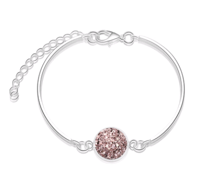 Silver Round Bracelet with Stone Christmas Charm