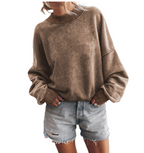 Autumn Crew Neck Loose Solid Color Sweater