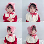 Gold Velvet Wooden Ear Baby Beanie Hat | Embroidered Cap