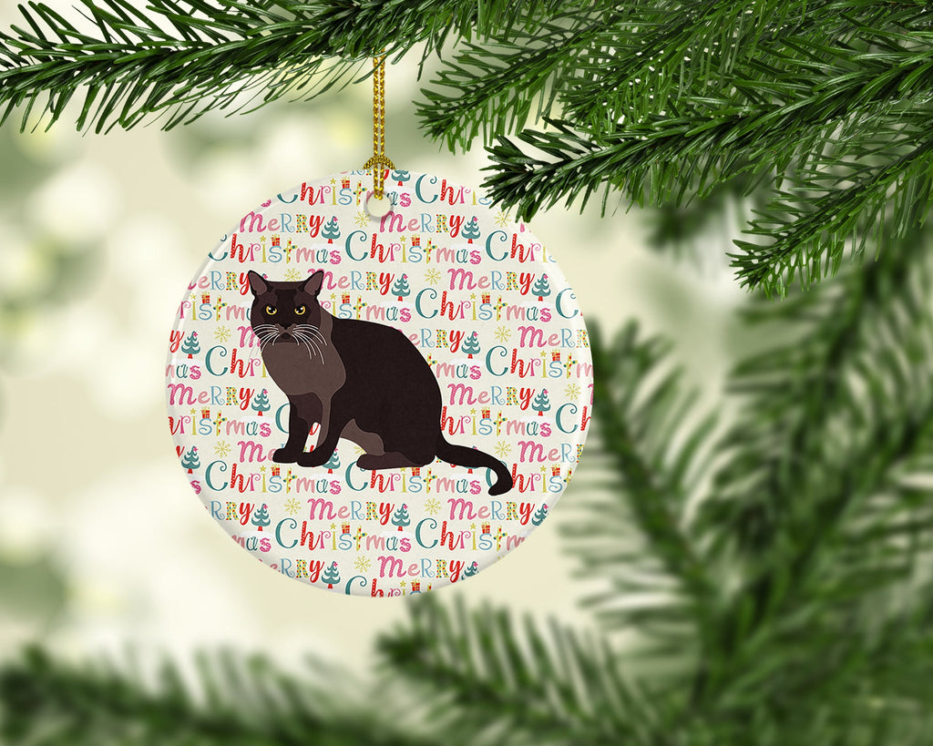 European Burmese Cat Christmas Ceramic Ornament