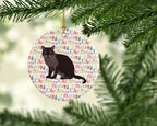 European Burmese Cat Christmas Ceramic Ornament