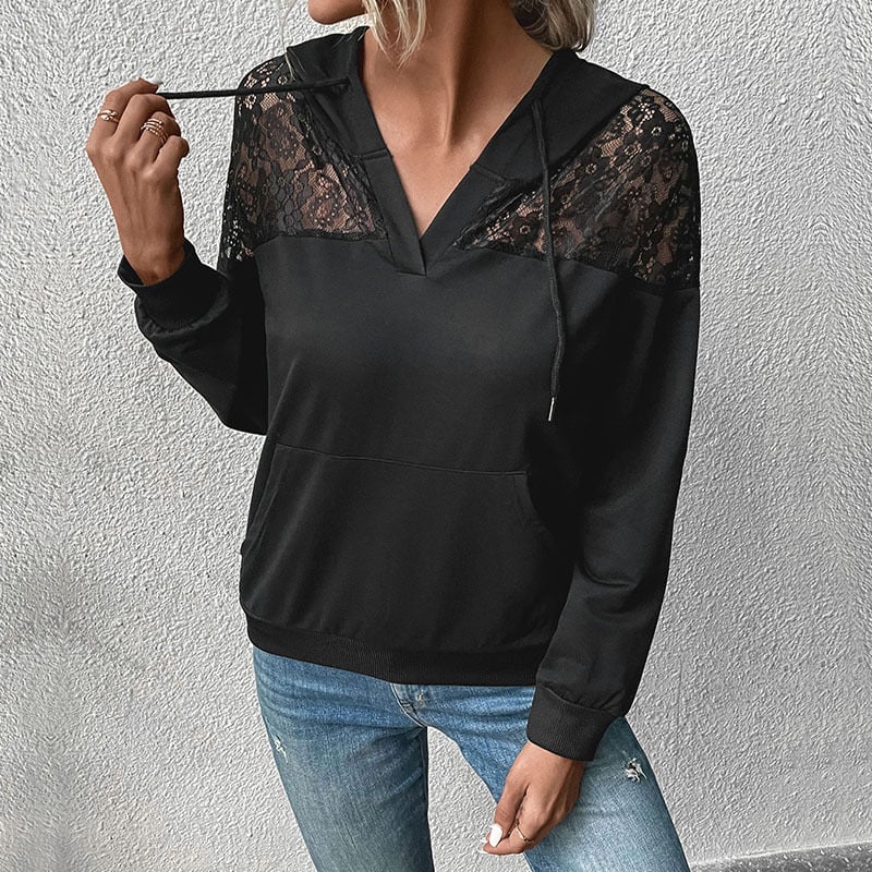 Women's Long Sleeve Black Hoodie for Autumn & Winter | Streetwear