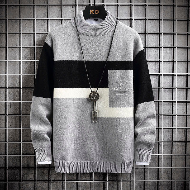 Men's Thick Mink Velvet Loose Knit Mid-neck Sweater