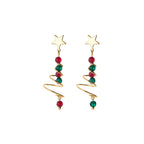 Silver Rotating Christmas Tree Earrings for Women