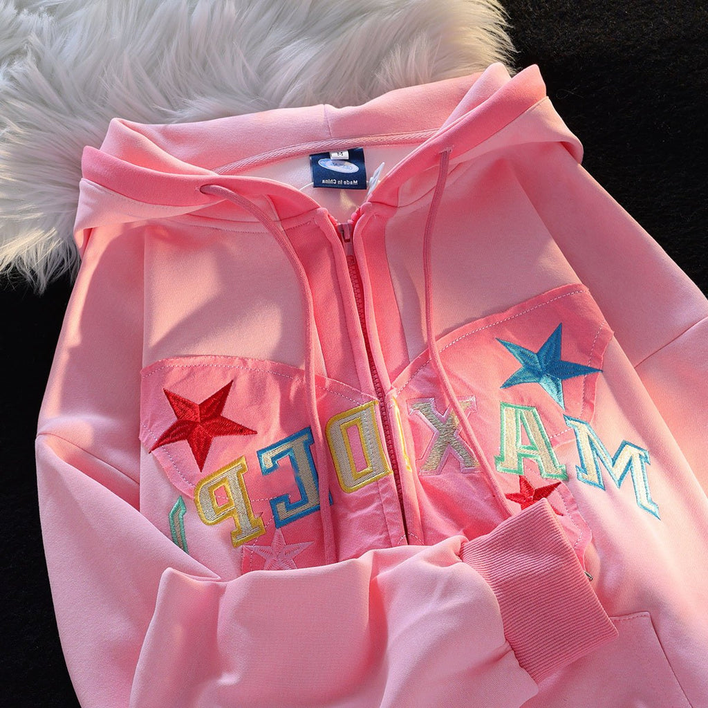 American Retro Butterfly Patch Embroidered Hoodie | Streetwear