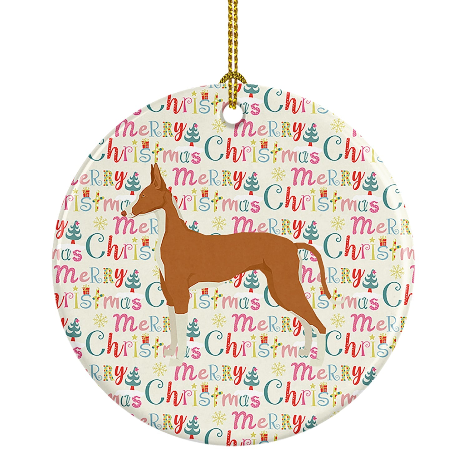Ibizan Hound Merry Christmas Ceramic Ornament