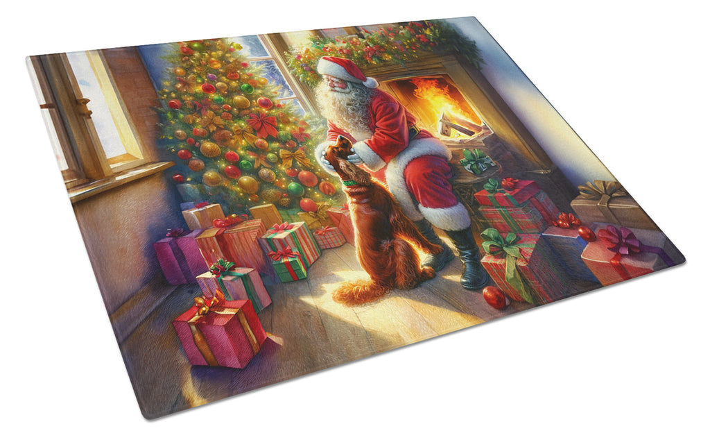 Irish Setter and Santa Claus Glass Cutting Board