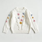 Hand Embroidered Flower Baby Cotton Pullover Sweater